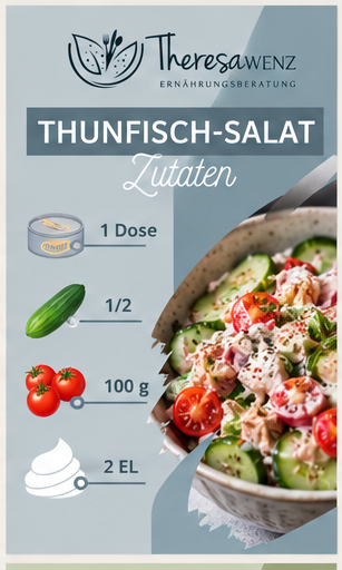Rezeptkarte Thunfisch-Salat mit Thunfisch, Gurke, Tomaten und Joghurt